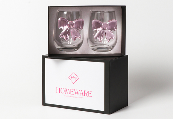 Creative pink bow crystal wine glass