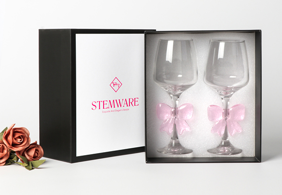 Champagne glass wedding wine glass set: 2 pieces of crystal tall wine glasses with gift box