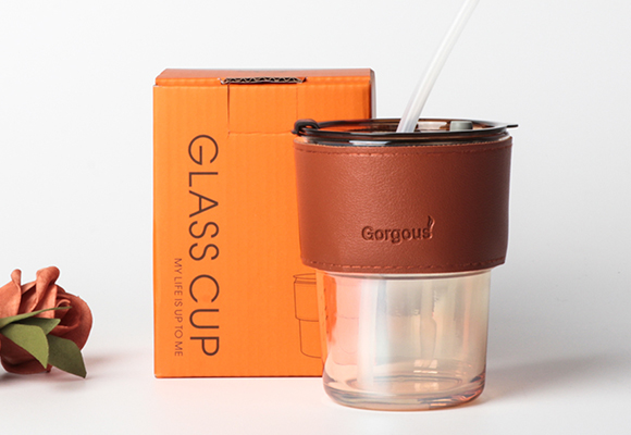 Modern design reusable transparent borosilicate glass travel cups