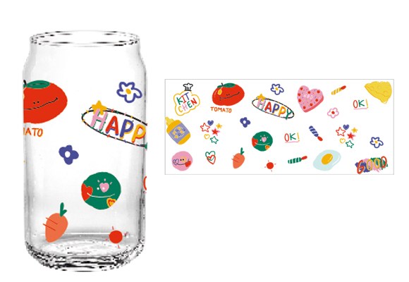 Cartoon decal glass cup
